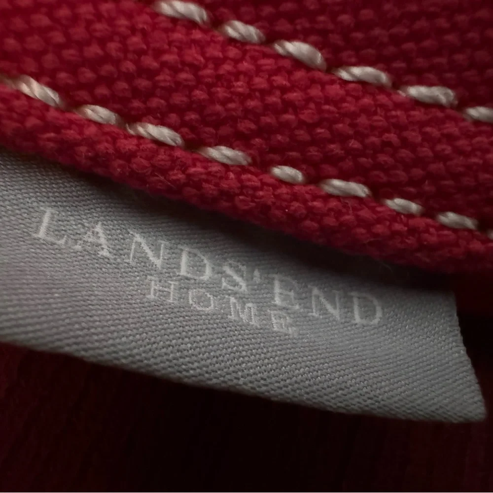 Lands' End Red and Cream Wine Tote - Picture 4 of 6